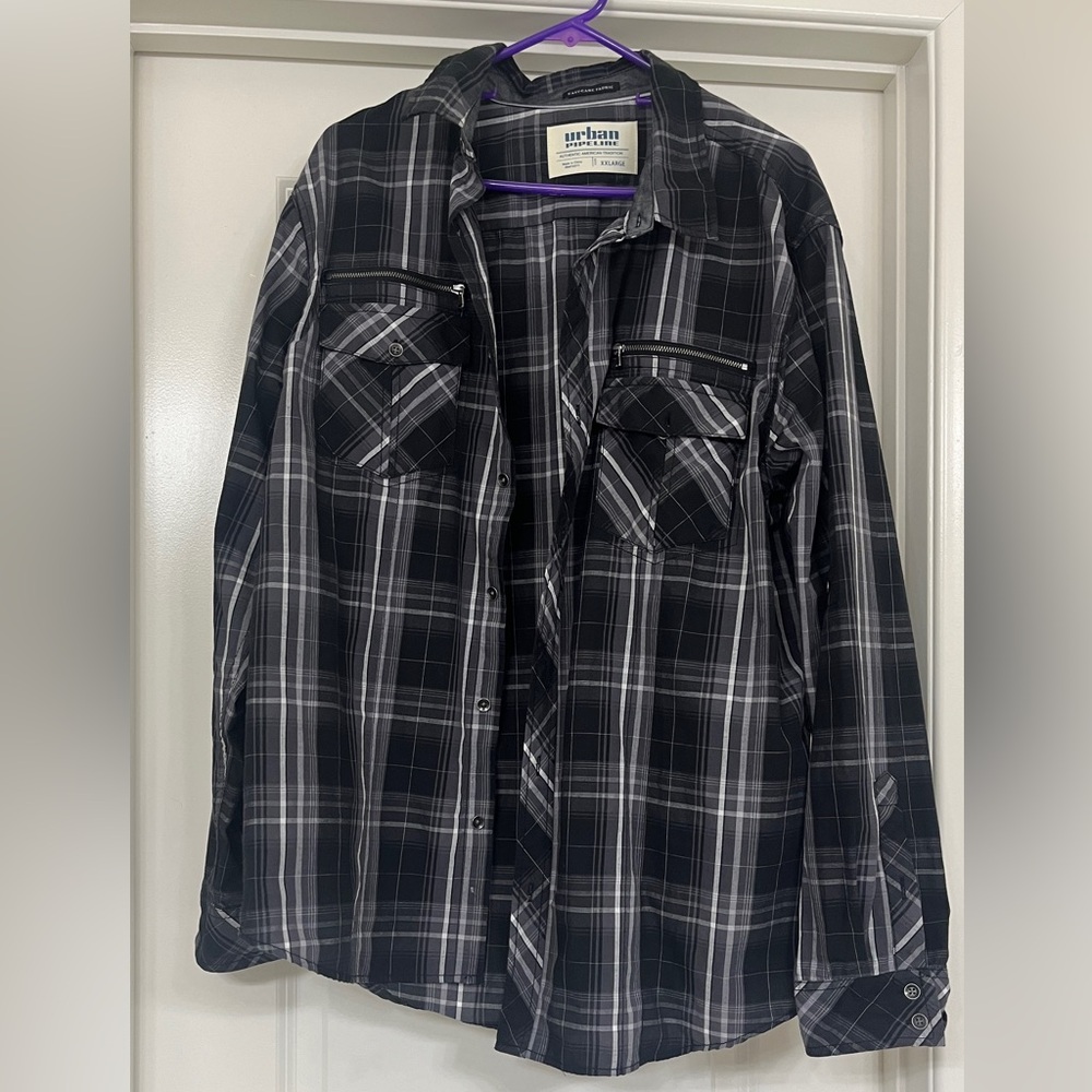Urban Outfitters Black and Gray Checkered Shirt